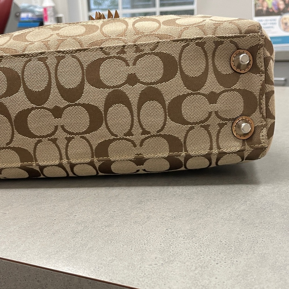 Coach Tan and Brown Signature Satchel - Picture 4 of 5